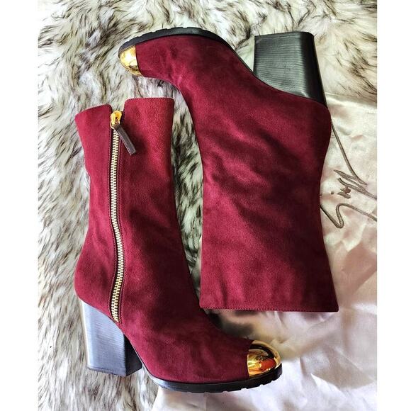 Giuseppe Zanotti Suede Leather Cap Toe Mid Calf Heeled Boots - Picture 7 of 7